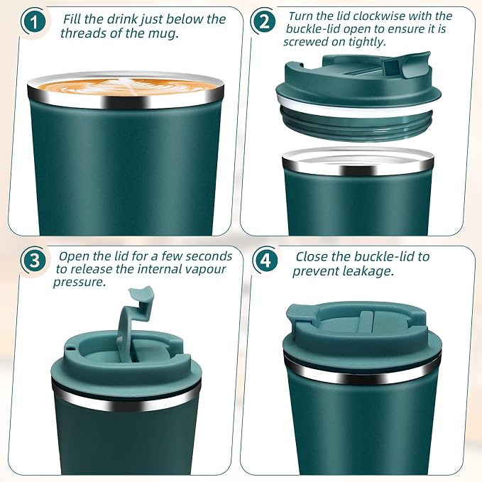 Insulated Travel Coffee Mug Reusable Coffee Tumbler Cup - Image 7