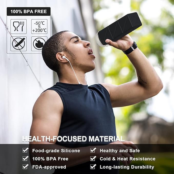BEAUTAIL Collapsible Water Bottles 21oz/610mL, Silicone Travel Water Bottle | - Image 2