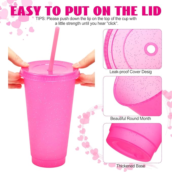 Honeydak 60 Pack Tumbler with Straw and Lid Bulk Glitter Plastic Cups Water - Image 2