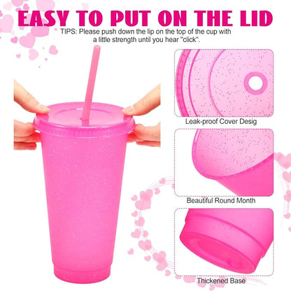 Honeydak 60 Pack Tumbler with Straw and Lid Bulk Glitter Plastic Cups Water - Image 2