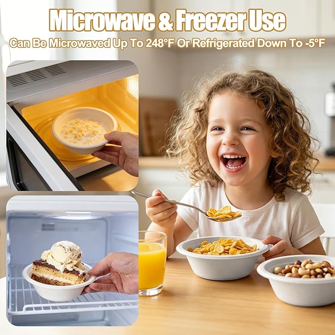 TaidMiao 12 oz, 100 Pack, Paper Bowls Disposable, Compostable | Heavy Duty - Image 3