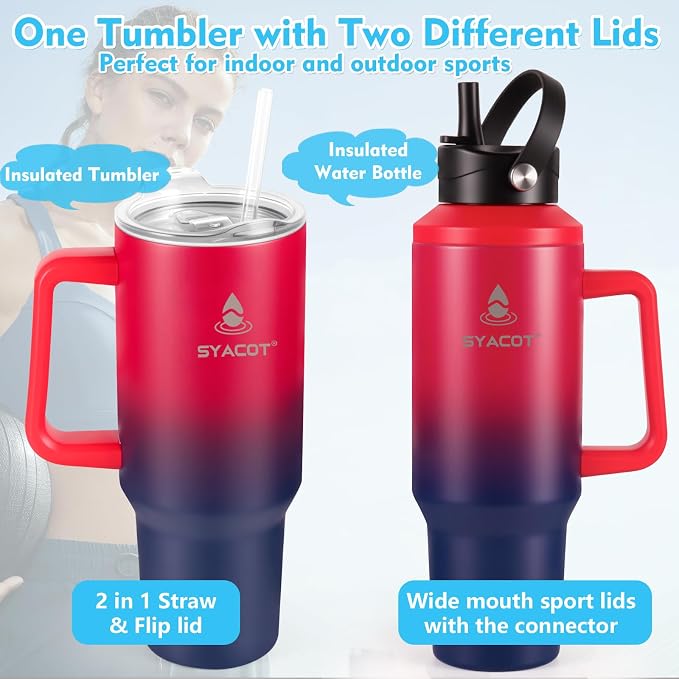 40 oz Tumbler with Handle and Straw or Convert to 40 oz Insulated Water Bottle - Image 2