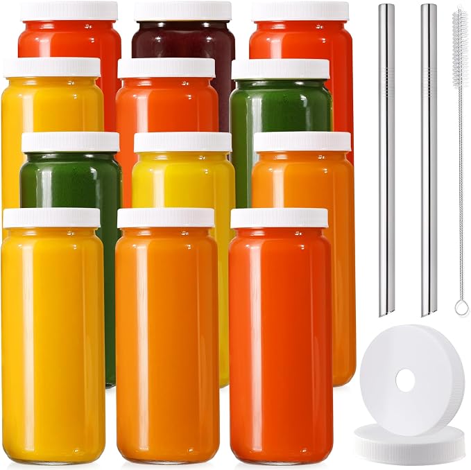 12 PACK, 16 OZ Glass Juice Bottles - Image 9