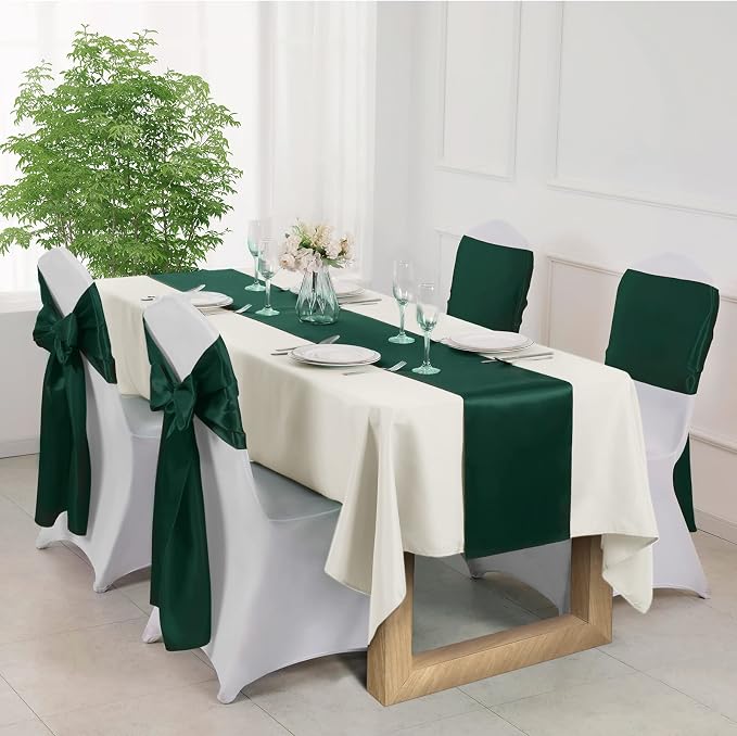 Manyshofu Dark Green Satin Table Runner 12x108 - Image 5