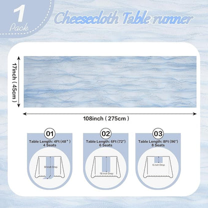Blue Cheesecloth Table Runner Summer Halloween Christmas 10Ft Cheese Cloth - Image 3