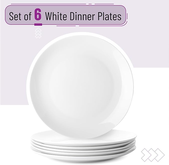 BTaT- White Porcelain Dinner Plates, 10.5 Inch, Porcelain Plates Sets - Image 2