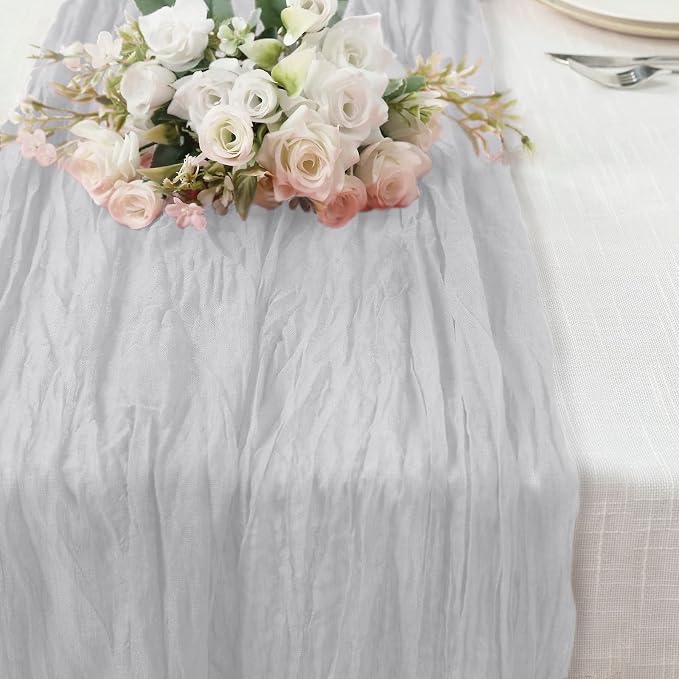 Efavormart 10ft Silver Cheesecloth Table Runner - Image 8