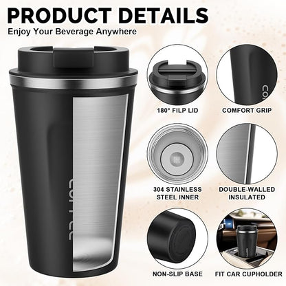 MOMSIV 17oz Travel Coffee Mug, Insulated Coffee Cup - Image 6