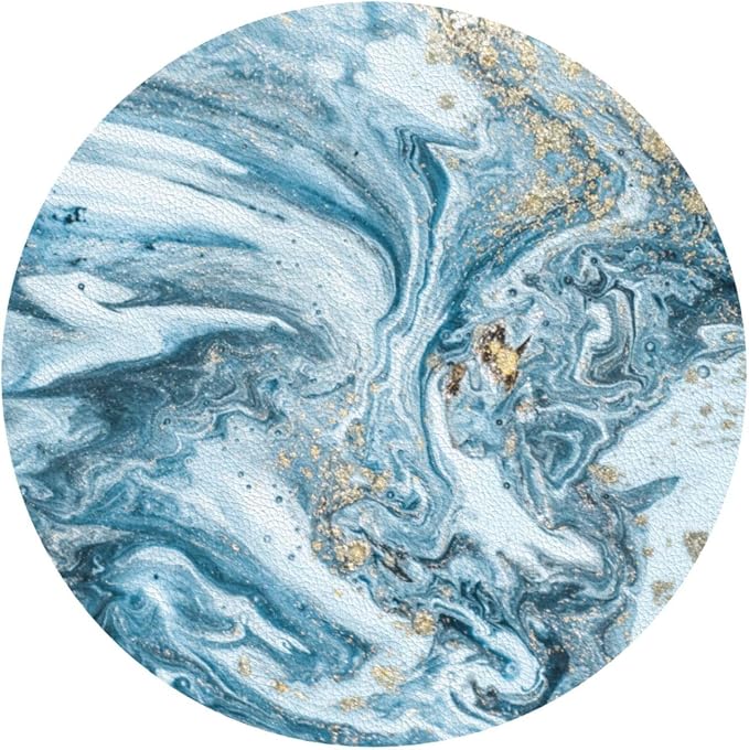 Ocean Gold Sky Blue Marble Coasters Set of 6 Coasters - Image 2