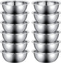 Pinkunn 12 Pcs Stainless Steel Mixing Bowls, Nesting Metal Salad Prep Bowls Bulk Reusable Baking Food Container Large Medium Small for Kitchen Hotel Restaurant Cooking, Silver (10.2 x 3.26 Inch)
