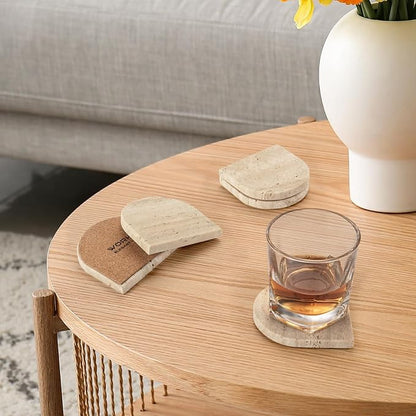 Marble Coaster for Drinks Set of 5 Natural Travertine Coasters for Home Decor - Image 9