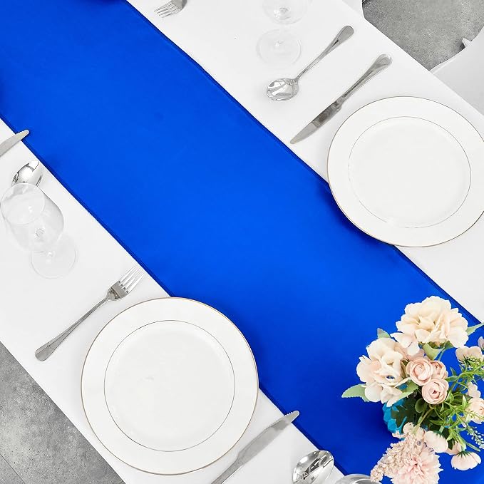 10-Pack Royal Blue Satin Table Runner 12 x 108 Inch Long Bright and Smooth Silk - Image 4