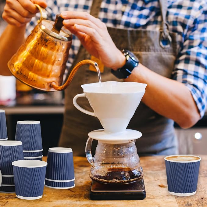 200 Pcs 4oz Paper Espresso Cups Ripple Wall Hot Cups - Image 3