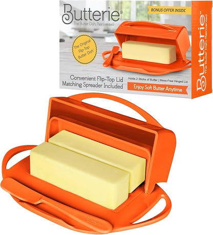 Flip Top Butter Dish with Attached Lid & Matching Knife by Butterie