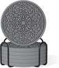 Drink Coasters, Coasters Set of 6 for Cup with Holder, Non-Slip Silicone Cup Mats for Hot and Cold Drinks, Cute Absorbent Coffee Bar Accessories Table Decor, Grey