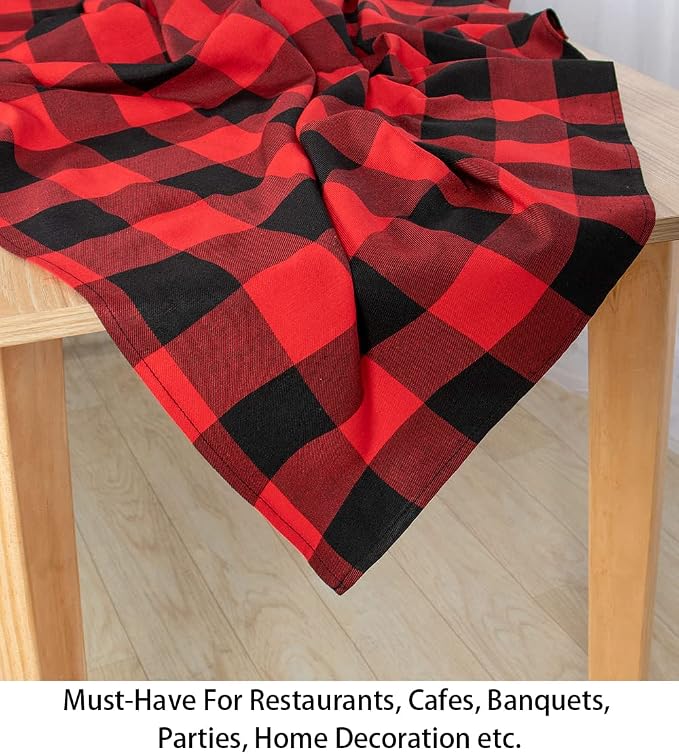 ShinyBeauty Checked Tablecloth Rectangle 54x80-Inch Red and Black Buffalo Plaid - Image 4