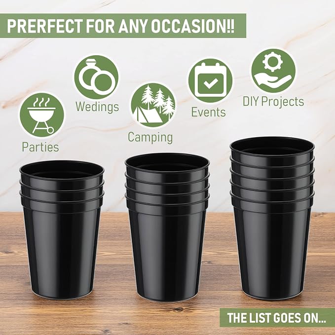 Yungyan 50 Pack 16 oz Stadium Cups Reusable Plastic Cups Blank Drink Stadium - Image 4