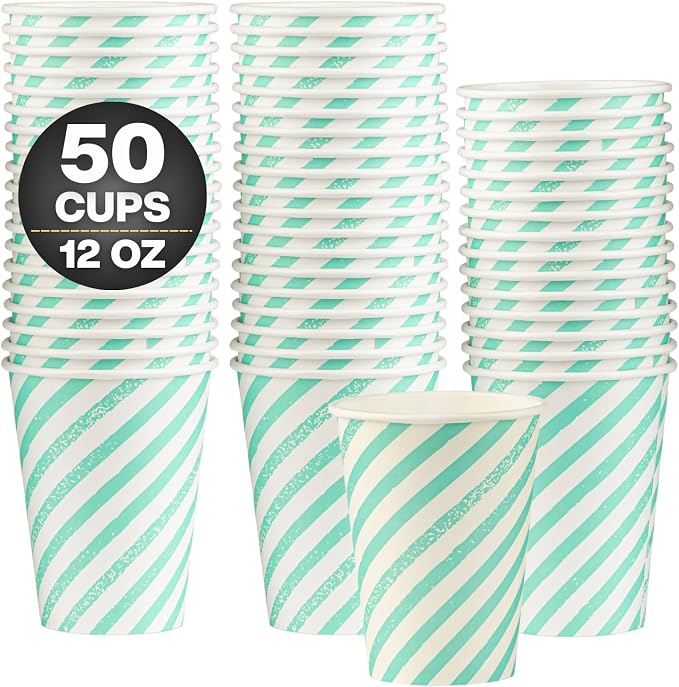 Disposable Coffee Cups, To Go Paper Hot Cups, Water Blue - Image 2