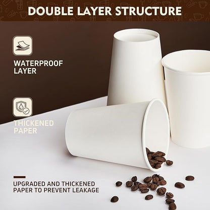 YEEHAW 16 oz 200 Pack White Disposable Paper Coffee Cups | - Image 5