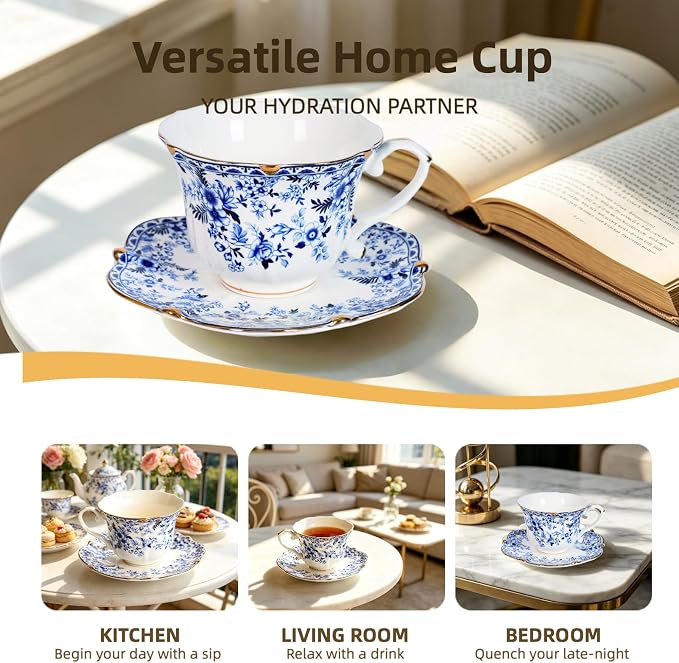 Vintage Floral Tea Cup and Saucer Set - Image 6