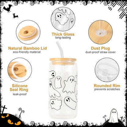 Halloween Ghost Fall Glass Cup - Image 7