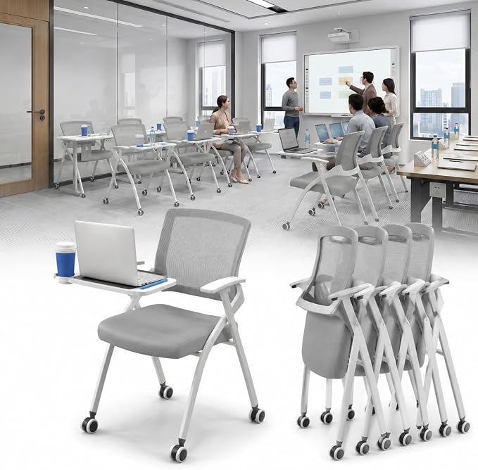 6 Pack Foldable Office Training Chairs by Unknown