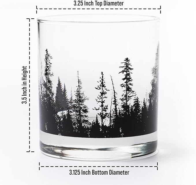 Black Lantern Nature Guitar Whiskey Glasses – Set of 2 Premium 11oz Rocks Tumblers with Hand-Printed Forest Guitar Artwork – Heavy-Base Old Fashioned Glasses for Bourbon, Scotch & Cocktails