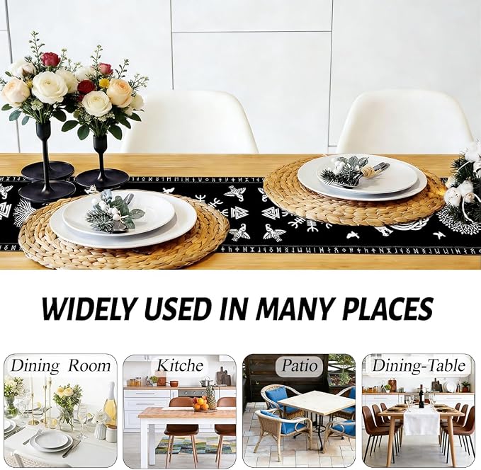 Black Viking Tree of Life Raven Helmet of Awe Table Runner | Seasonal Living - Image 5