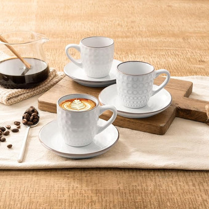famiware 3oz Espresso Cups and Saucers, Stoneware Demitasse Cup - Image 2