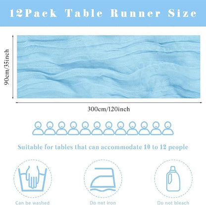 6 Pcs Baby Blue Cheesecloth Table Runner 10FT Runner - Image 3