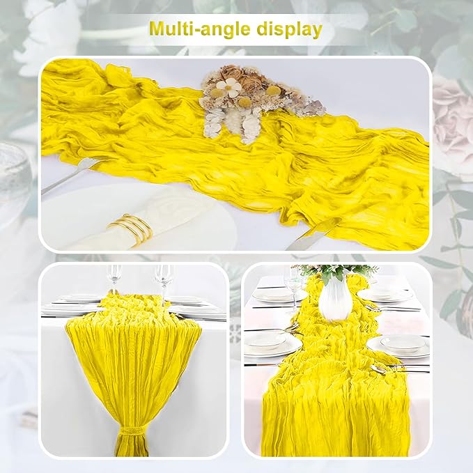 10 Pack Yellow Cheesecloth Table Runner 35x120 Inch 10Ft Rustic Gauze Cheese - Image 6