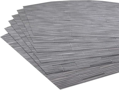 Wedge Placemats Set of 4 for Round Dining Table Woven Vinyl Non Slip Plastic Round Placemats（Grey）