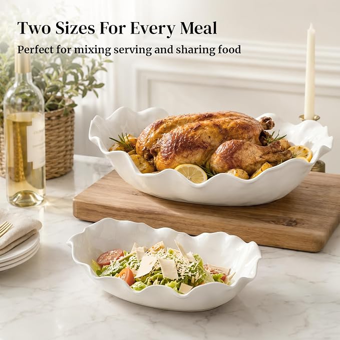 DOWAN Ceramic Serving Bowls Set of 2, Large Serving Dishes - Image 8