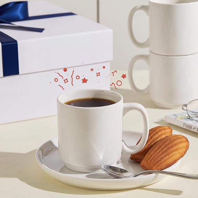 Sweese Stackable Coffee Mugs Set of 6, 16 Oz Large Porcelain Cups - Image 5