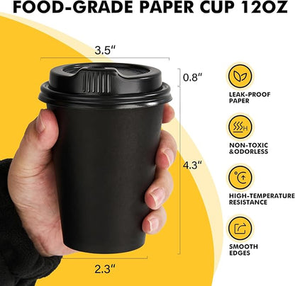 RACETOP Coffee Cups with Lids 12 oz, 100 Pack Disposable To Go Cups, To-go - Image 2