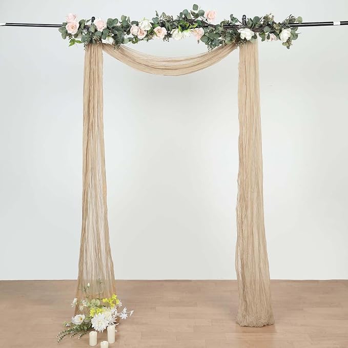Efavormart 20ft Beige Gauze Cheesecloth Wedding Arch Drapery Fabric, Extra Long - Image 8
