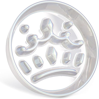 LE TAUCI Ceramic Slow Feeder Dog Bowls Small Breed, 0.6 Cups Dog Food Dish for Fast Eaters, Puzzle Bowl for Small Dogs and Cats,Crown Silver