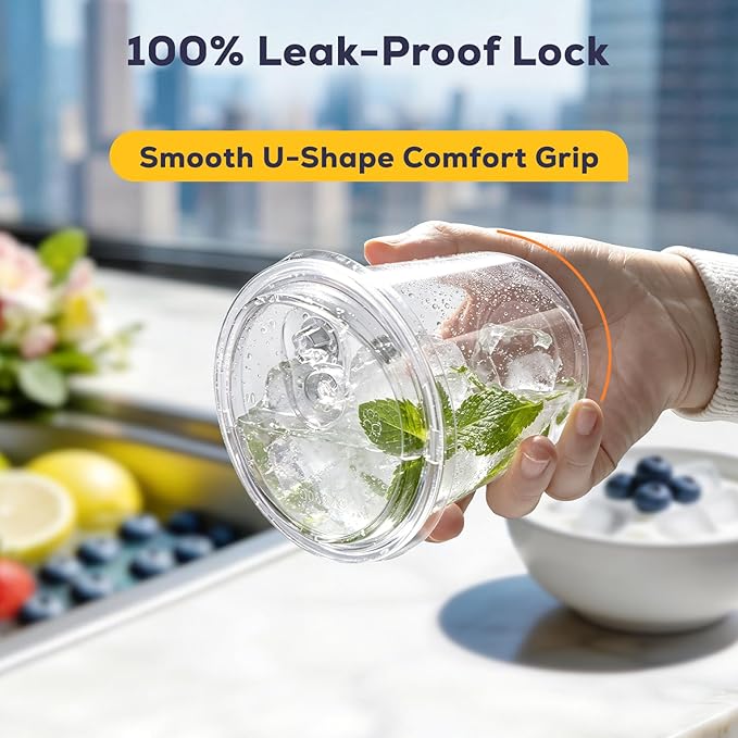 Fit Meal Prep 100 Pack 12 oz Round Bottom Clear Plastic Cups - Image 5