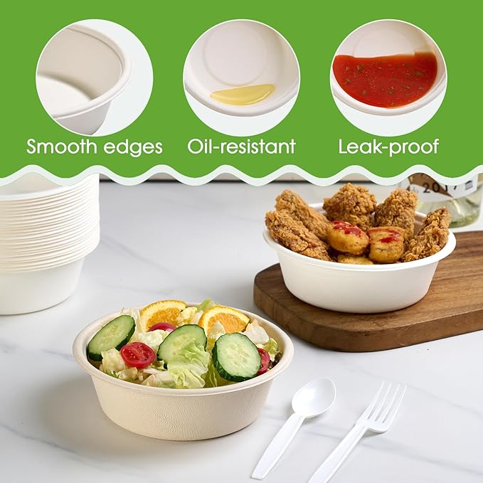 20 OZ 150 Count Disposable Compostable Paper Soup Bowls - Image 5