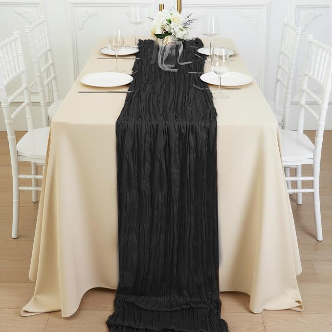 20 Pack Black Cheesecloth Table Runner 120 Inch Boho Wedding Decor | - Image 4