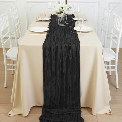 10 Pack Black Cheesecloth Table Runner 120 Inch Boho Wedding Decor | - Image 4
