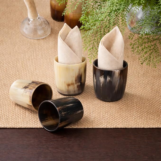 Handicrafts Home Handmade Horn Shot Glasses Set of 6, 3 oz Natural Viking - Image 6