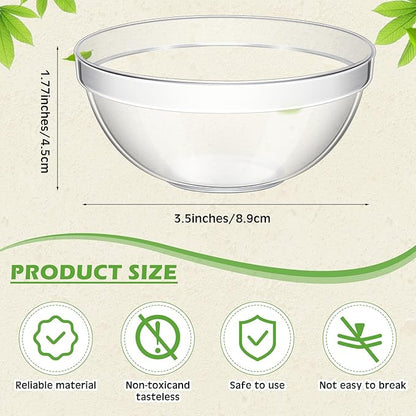30 Pcs 3.5'' 4 oz Small Clear Plastic Bowls Mini Meal Prep Bowl Round Stackable Ingredient Containers for Dipping Sauce, Spice, Nuts, Snack, Ice Cream, Candy Dishes, Dessert Bowls