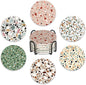 Terrazzo Ceramic Coasters with Holder Set of 6, Colorful Modern Art Absorbent Drink Cup Mat for Coffee Table Protection, 4 Inches Minimalist Artistic Home Kitchen Decor Housewarming Gifts