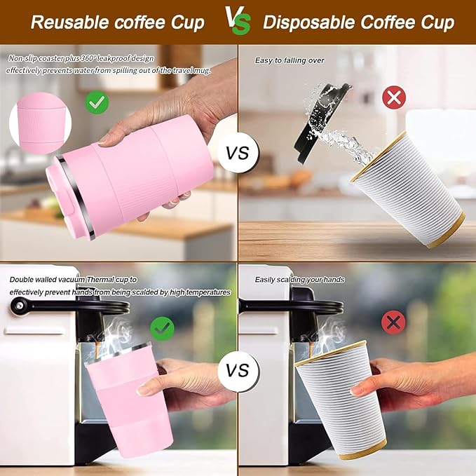 Insulated Travel Coffee Mug, Stainless Steel Coffee Cup - Image 5