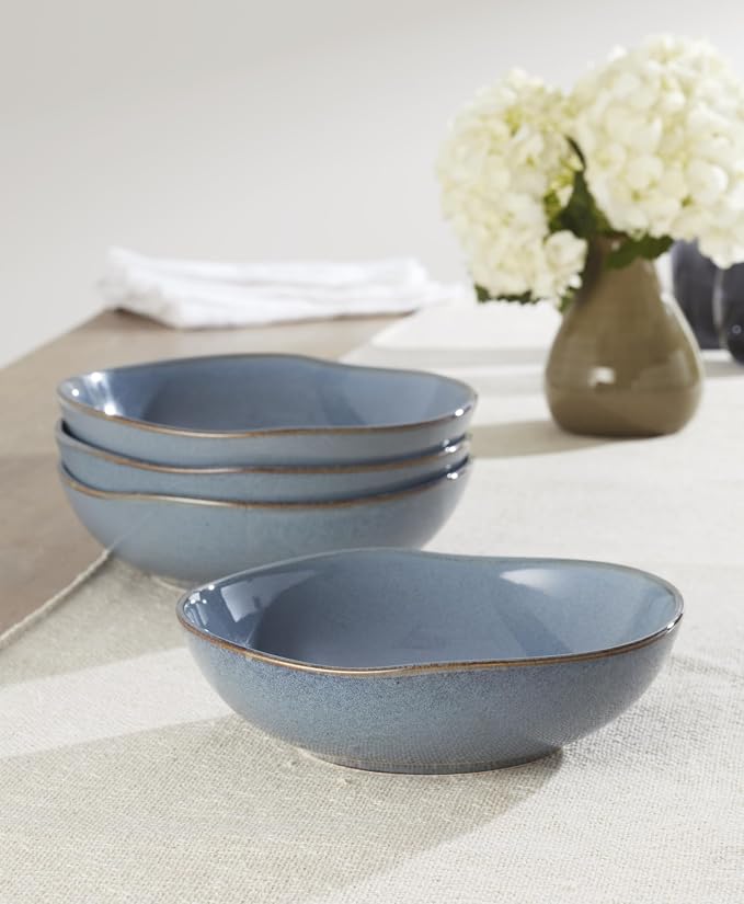 Oneida Dinnerware Set, Organic Shades Blue Pasta Bowls, Service - Image 4