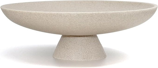 Large Decorative Bowl, Modern Resin Pedestal Bowl for Home Decor, Stylish Fruit Bowl for Kitchen Counter, Chic Key Holder for Entry Table, Beige