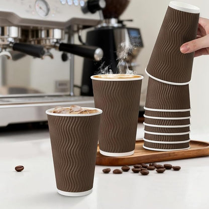 Clawsoff 90 Pack 16 oz Disposable Paper Coffee Cups Insulated Brown | - Image 5