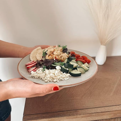 Mora Ceramic Dinner Plates Set of 6, 10 inch Dish Set - Microwave, Oven, and Dishwasher Safe, Scratch Resistant, Modern Rustic Dinnerware- Kitchen Porcelain Serving Dishes - Earl Grey