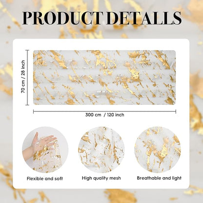 Artoid Mode Marble Pattern Beige Gauze Table Runner 10FT, Glitter Metallic Foil - Image 7